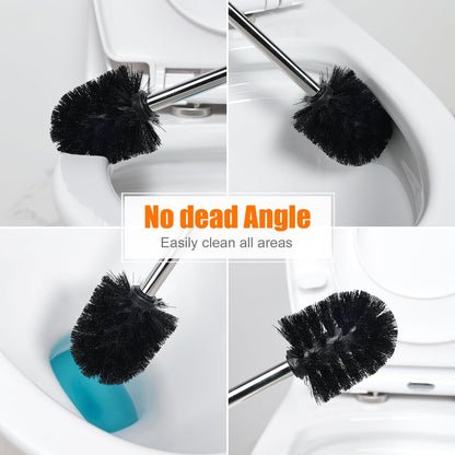 Ibergrif 4 Stück Klobürste Schwarz, WC Bürsten mit 8 cm Durchmesser, Abnehmbare Bürstenköpfe, Toilettenbürste mit Edelstahlstiel, M34155